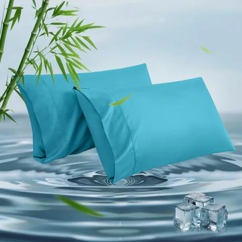 Vista 17 de Fundas de almohada estándar, fundas de almohada de viscosa refrescante de bambú con cierre de sobre, suave que absorbe la humedad para personas que