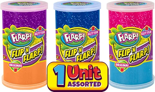 Vista 2 de JA-RU Flip & Flarp - Masilla de ruido para niños, paquete doble, original y purpurina (1 paquete surtido), fabricante de ruido de gas fart, limo