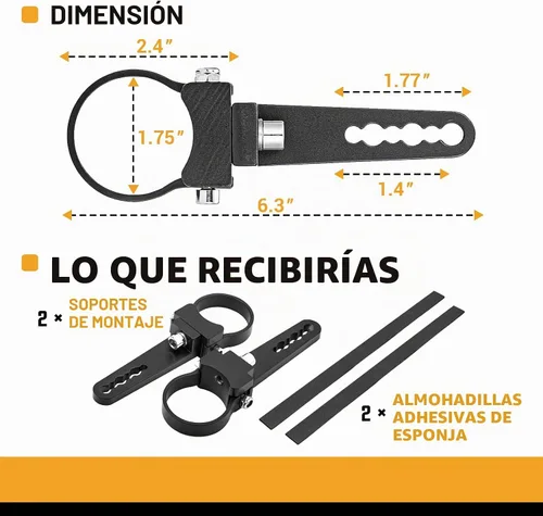 Vista 2 de Wsays Abrazaderas de Barra Antivuelco Lateral Personalizada de 1.75'' para Jaula de Seguridad, Soporte de Montaje de Luz LED Compatible con Ranger