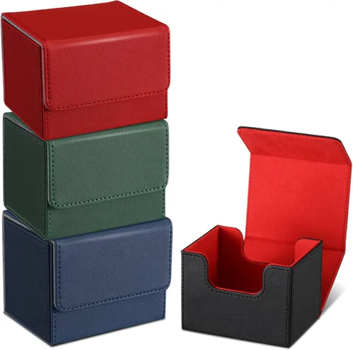 Vista 10 de Yookeer 4 Piezas Cajas de Cartas de Cubierta de Cuero Caja de Juego de Cartas para Caja de Cartas Coleccionables Compatible con MTG Commander