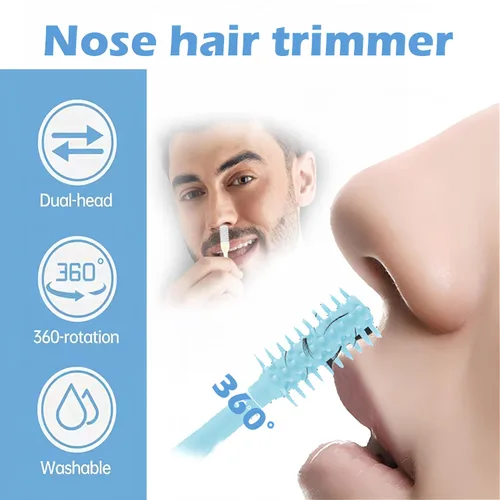 Vista 4 de Cortador de pelo nasal 2 en 1, rotación de 360°, cuchillo de nariz de doble cara, cortador manual de nariz, recortador de pelo para mujeres
