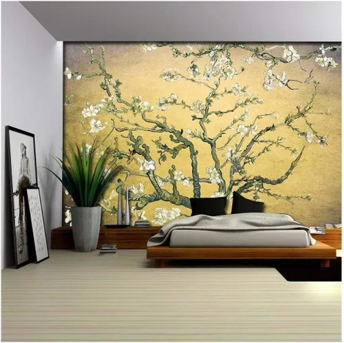 Vista 11 de Wall26 - Papel tapiz en color cobre con estampado de "Almendro en flor" de Vincent Van Gogh