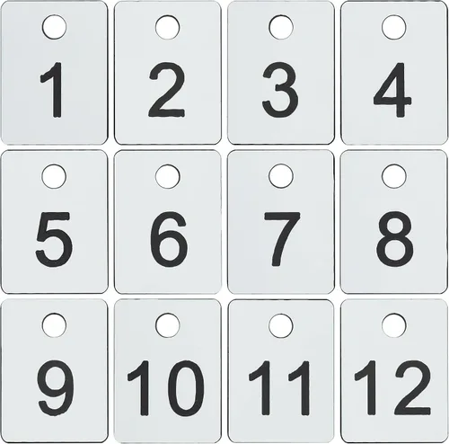 Vista 7 de Etiquetas numéricas de plástico rectangulares StayMax, etiquetas de llave con número, etiquetas de número en disco con agujero (1-50, verde)
