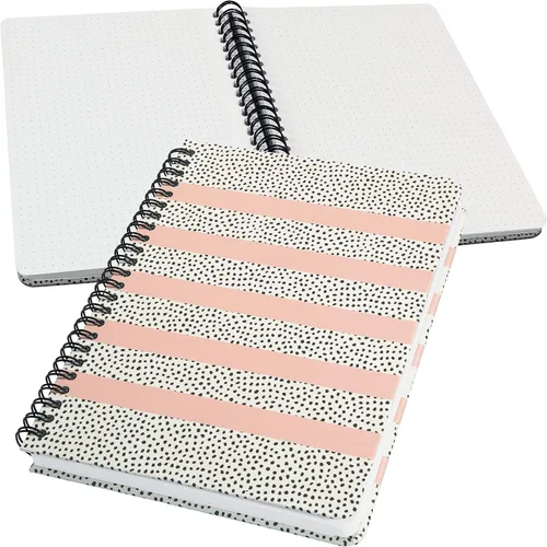 Vista 7 de SIGEL JN602 Spiral Notebook Básico, A5, punteado, tapa dura, patrón de malabarismo, azul - Jolie