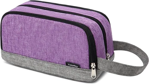 Vista 7 de Yeiotsy Neceser de viaje para hombre – Color Clash Dopp Kit con bolsillos de malla, organizador de afeitado duradero para gimnasio, camping y viajes