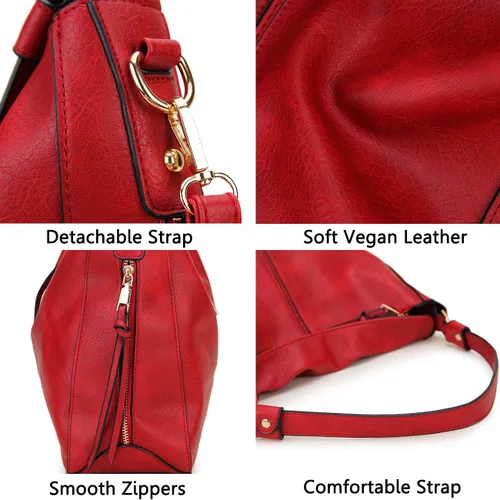Vista 4 de VONXURY - Bolso de mano de piel sintética para mujer, bolso de hombro grande con bolsillos laterales para trabajo y viajes