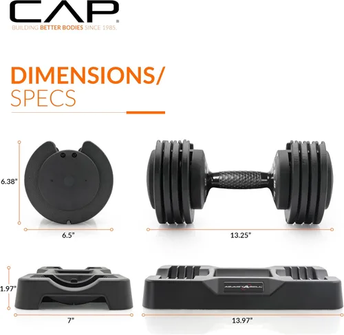 Vista 34 de CAP ADJUSTABELL - Juego de mancuernas ajustables de selección rápida de primera calidad para entrenamiento de fuerza, individuales y pares, 12.5