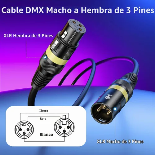 Vista 2 de Cable Matters Paquete de 2 cables de iluminación XLR DMX 22AWG de 3 pines