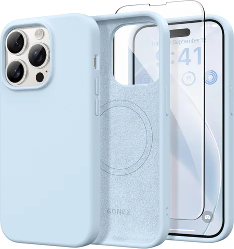 Vista 169 de GONEZ Funda magnética para iPhone 14, compatible con Magsafe, con protector de pantalla + protector de cámara, forro de microfibra antiarañazos