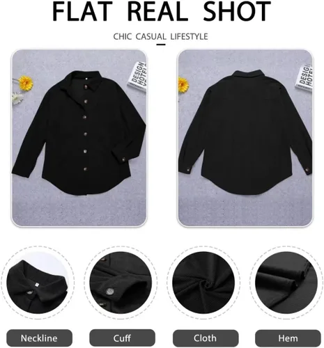 Vista 122 de ZOLUCKY Chaqueta de manga larga con botones para mujer, talla grande, blusas