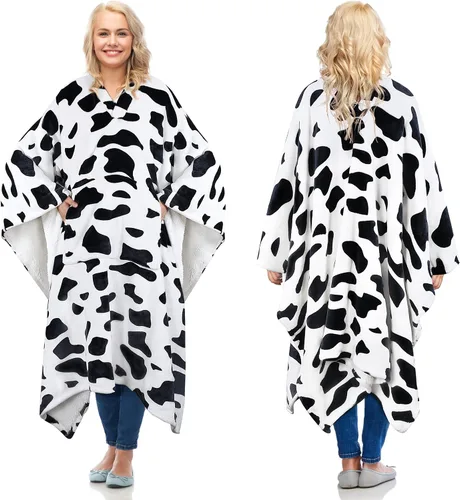 Vista 10 de Catalonia Manta Poncho Sherpa Vestible para Adultos Mujeres Hombres, Manta Capa Envolvente con Bolsillo, Cálida, Suave, Acogedora, Cómoda, Regalo