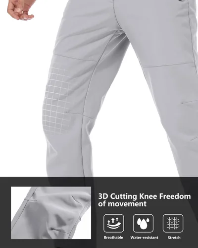 Vista 4 de GAXIDES Mens Snow Ski Waterproof Insulated Softshell Snowboard Pants Outdoor Hiking Fleece Lined