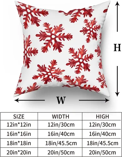 Vista 5 de Juego de 2 fundas de almohada de invierno de copos de nieve rojos de 18 x 18 pulgadas, fundas de almohada blancas de copos de nieve que caen, fundas