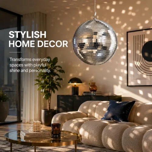 Vista 5 de Youdepot - Paquete de bolas de discoteca de 12 y 16 pulgadas, decoraciones de bola de espejo plateada para fiestas, bodas, Navidad y decoración