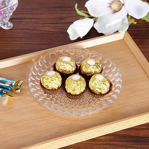 Vista 4 de Sizikato 4 platos de cristal transparente, plato de postre de frutas secas de 6 pulgadas para el hogar y KTV