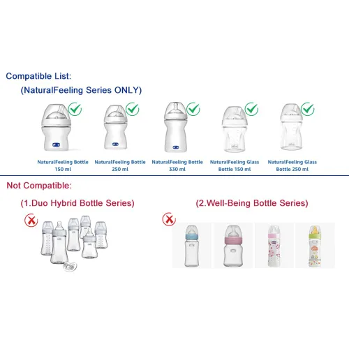 Vista 3 de Tapas de repuesto compatibles con biberón Chicco Natural Feeling, no para biberón híbrido duo, no para biberón de bienestar (paquete de 3)