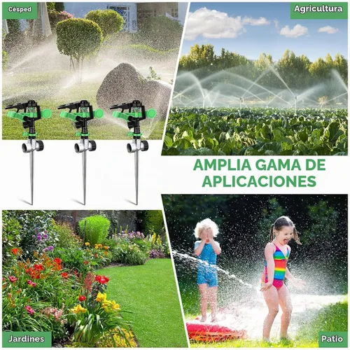 Vista 7 de Aspersores para patio y jardín, rociador giratorio automático de 360 grados con anillo de parada de agua, rociadores pulsantes giratorios ajustables