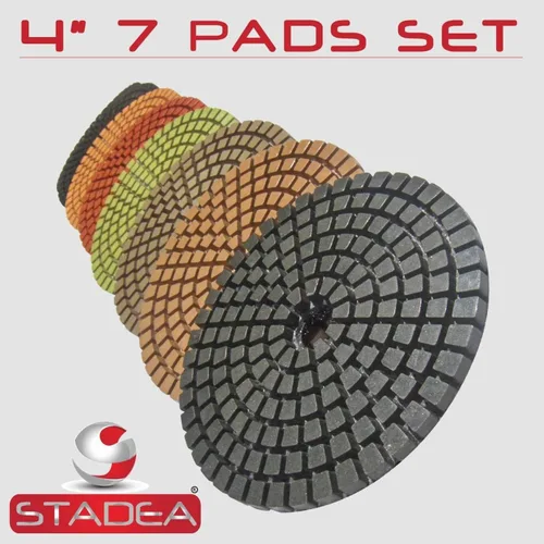 Vista 3 de SWP105K Piedra Concreto Encimera Amoladora Pulidora Piedra húmeda 4" Kit de pulido de hormigón