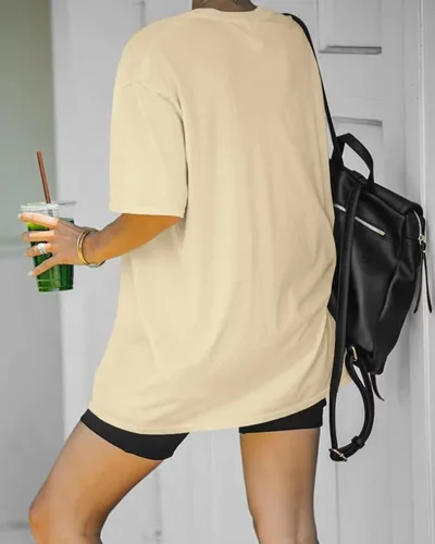 Vista 5 de Dressmine Camisetas de gran tamaño para mujer, de Los Ángeles, California, cuello redondo, media manga, camisetas gráficas casuales