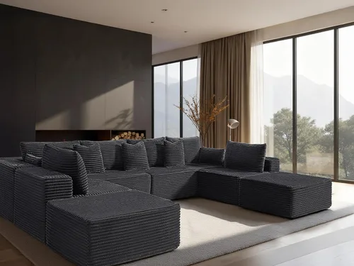 Vista 77 de Sofá modular de gran tamaño de 108 pulgadas, cómodo sofá deshuesado en forma de U para sala de estar, asientos extra profundos, sin montaje, sofá