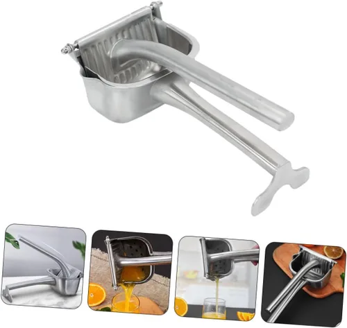 Vista 3 de VICASKY Exprimidor manual de frutas de acero inoxidable para la cocina del hogar, exprimidor de cítricos fácil de apretar, práctico extractor