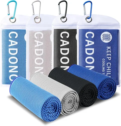 Vista 9 de Paquete de 4 toallas refrescantes (40 x 12 pulgadas), toalla de frío suave y transpirable, toalla de hielo, toalla de microfibra para yoga