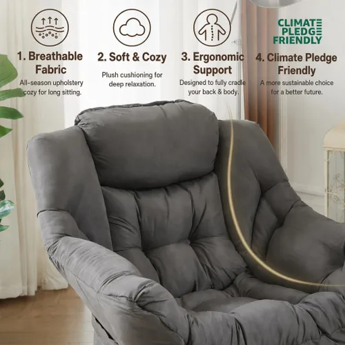Vista 5 de HollyHOME - Silla perezosa con reposabrazos y bolsillo lateral, cómoda silla de ocio, sofá-cama para sala de estar, recámara, dormitorio o espacios