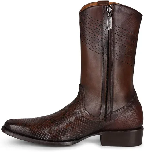 Vista 4 de Cuadra Botas urbanas para hombre en piel auténtica pitón marrón, Marrón