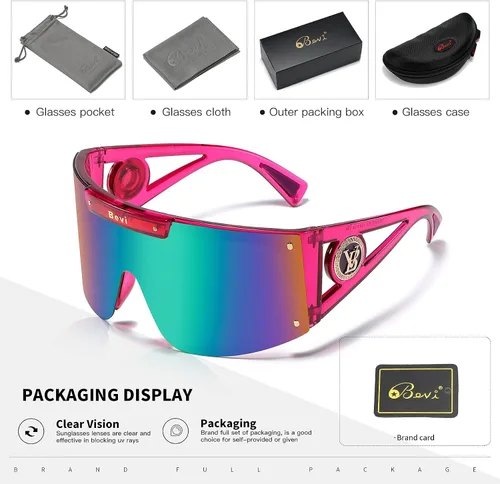 Vista 7 de Bevi Lentes de sol deportivos polarizados con marco TR90 duradero y flexible ultraligero para hombres y mujeres correr conducir ciclismo