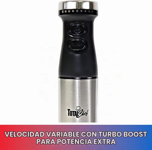 Vista 3 de Total Chef Batidora de inmersión - Mezclador eléctrico de mano con eje de acero inoxidable, velocidad variable para batidos, sopas, batidos