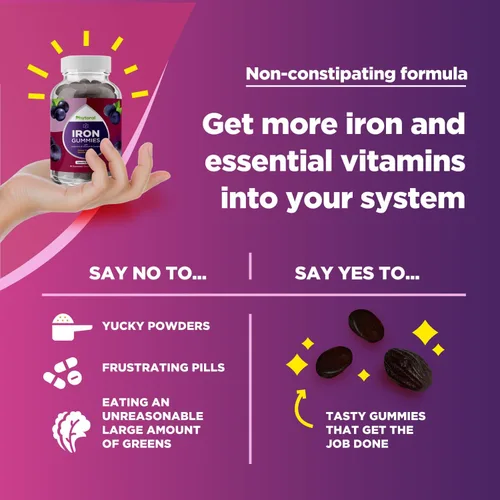 Vista 7 de Gomitas de hierro multivitamínico natural para adultos, vitaminas gomosas para adultos con hierro y vitaminas del complejo B que aumentan