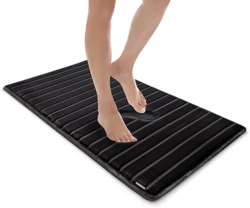 Vista 12 de Tapete de baño de espuma viscoelástica extra grueso, moderno, con infusión de carbón y base antideslizante GripTex, absorbente, de fácil cuidado