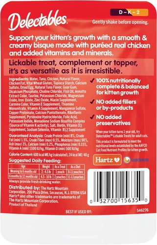 Vista 7 de Delectables Bisque Kitten - Golosinas húmedas para gatos, atún y pollo (paquete de 12) (el embalaje puede variar)