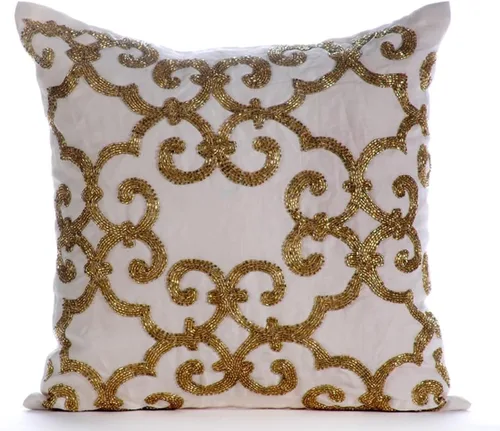 Vista 17 de The HomeCentric Funda de almohada dorada, funda de almohada geométrica moderna, funda de almohada de 12 x 12 pulgadas (11.8 x 11.8 in), funda