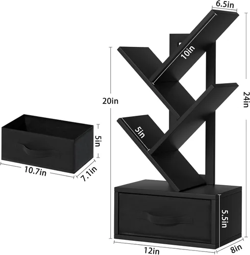 Vista 3 de SHEEPAM Estantería de árbol de 4 niveles con cajón