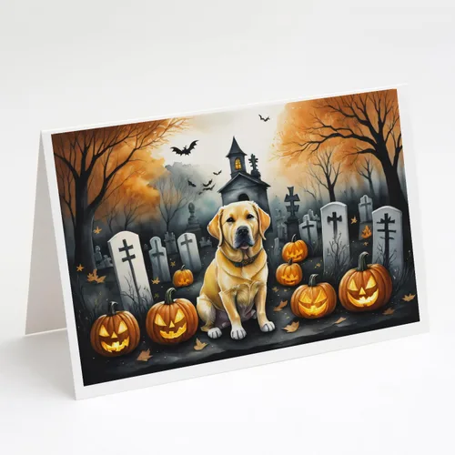 Vista 56 de Caroline's Treasures DAC2042GCA7P Golden Retriever - Tarjetas de felicitación y sobres de Halloween espeluznantes, paquete de 8 tarjetas en blanco