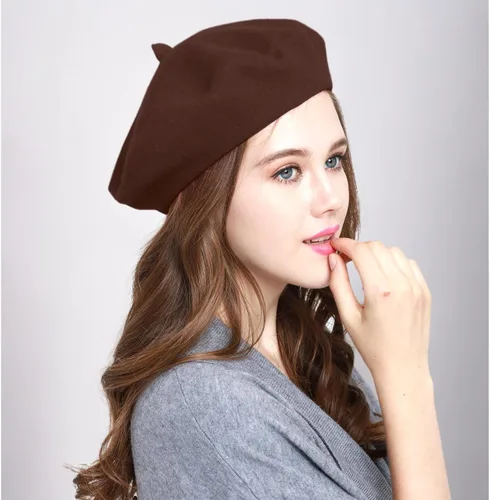 Vista 53 de WW004 Invierno 100% Lana Cálida Arte Francés Vasco Boina Tam Beanie Cap