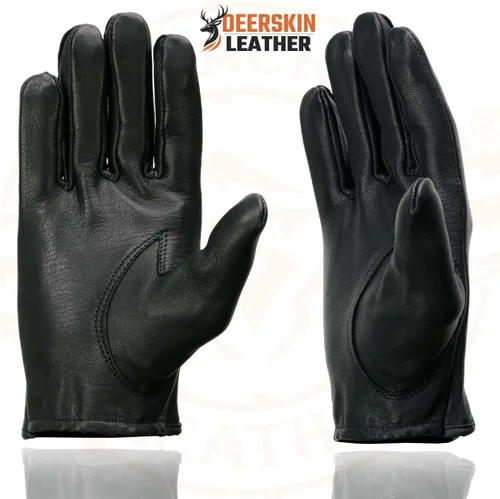 Vista 8 de Milwaukee Leather SH869 - Guantes de mano de motocicleta para hombre, color negro, perforado, piel de ciervo, con nudillo abierto y transpirable