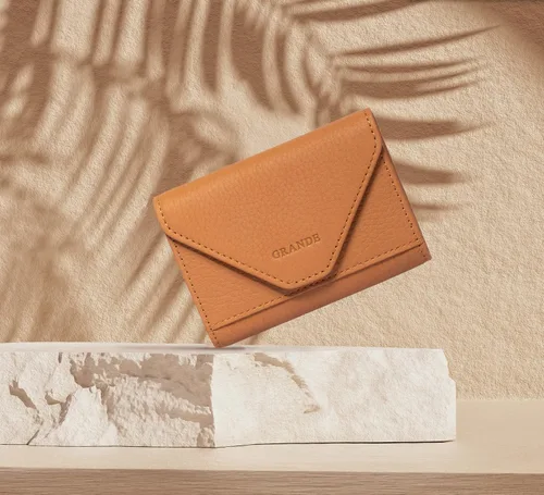 Vista 42 de grande Estuches para tarjetas 3639, Naranja, Tarjetero de cuero con cierre magnético, cartera pequeña de acordeón para mujer