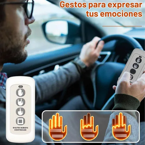 Vista 5 de Luz de dedo para automóvil con control remoto, divertida iluminación LED de gestos con 3 modos, recordatorio de advertencia de luz de señal