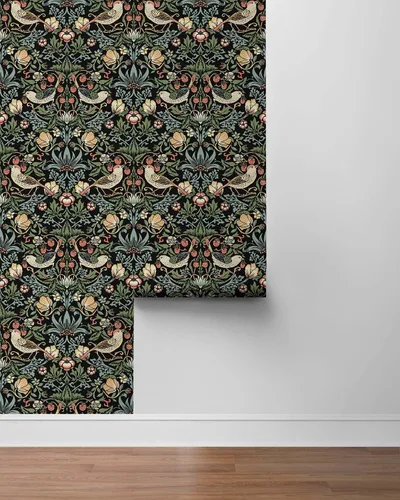 Vista 8 de NextWall Aves Garden - Papel tapiz autoadhesivo (ébano)