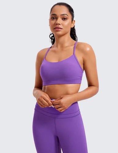 Vista 2 de CRZ YOGA Butterluxe - Brasier deportivo con espalda en Y para mujer, acolchado de espalda cruzada, de bajo impacto, tirantes delgados