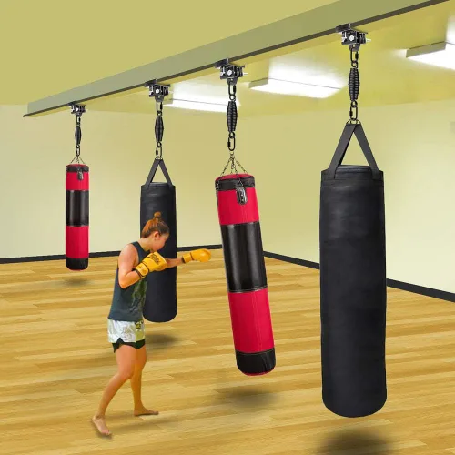 Vista 2 de Dolibest Colgador de vigas de acero resistente, soporte para bolsa pesada, colgador de bolsa pesada con resorte para entrenamiento de boxeo, Muay