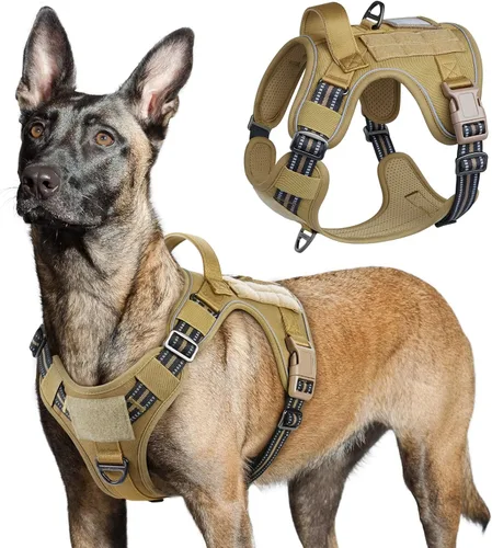 Vista 39 de rabbitgoo Arnés táctico para perros pequeños, chaleco de servicio militar sin tirones con asa y Molle, de fácil control para entrenar y caminar