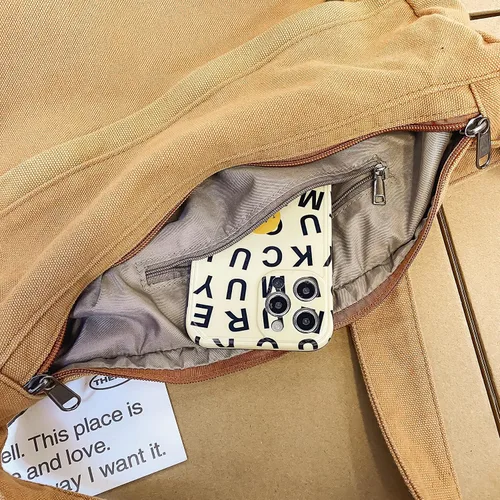 Vista 5 de Bolso de mensajero casual de lona para mujeres y hombres