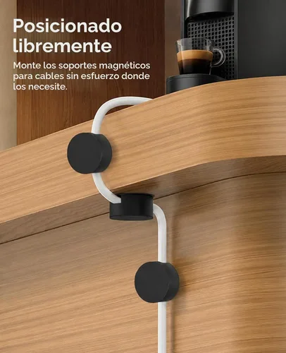 Vista 2 de Maveek Soporte magnético para cables, 5 clips para cables de escritorio 5 negro