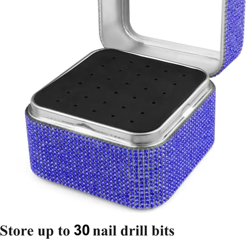 Vista 3 de Cellentool Caja de Rhinestone para Brocas de Uñas - Caja de Almacenamiento Portátil a Prueba de Polvo con 25 Agujeros, Organizador para Brocas