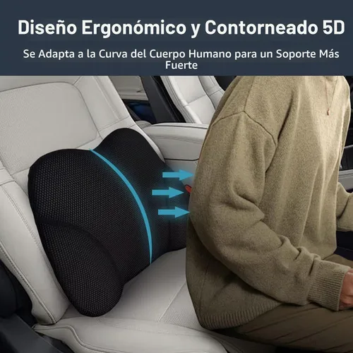 Vista 6 de SPRFUFLY Realmente Increíble Almohada de Soporte Lumbar para Asiento de Automóvil - Espuma Viscoelástica Pura con Funda Extraíble Transpirable Negro