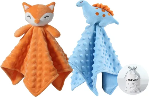 Vista 43 de CREVENT Manta de seguridad facial de animales de felpa suave para niños y niñas, gran regalo para cumpleaños, baby shower (perro azul + etiqueta)