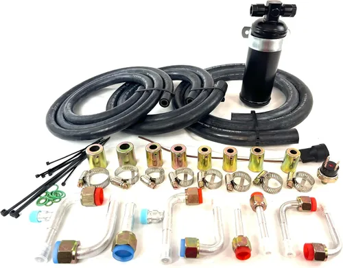 Vista 5 de Kit universal de aire acondicionado debajo del salpicadero, sistema completo de aire acondicionado automático con compresor, condensador, mangueras